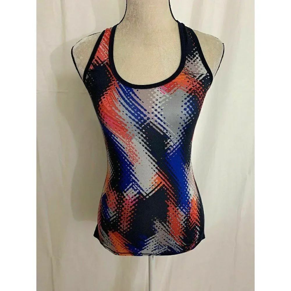 Athleta Womens Blue Black Gray Orange tank top